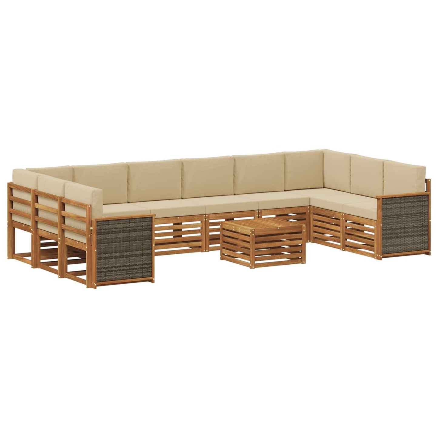vidaXL Σειρά Καναπέ Εξωτερικού με μαξιλάρι 8 pcs Φυσικό