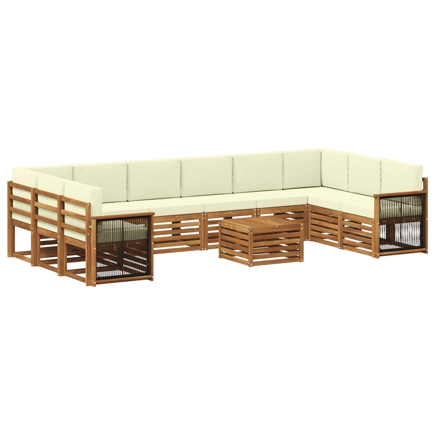 vidaXL Σειρά Καναπέ Εξωτερικού με μαξιλάρι 8 pcs Φυσικό και Κρέμα