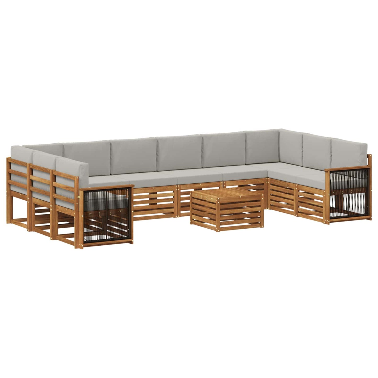 vidaXL Σειρά Καναπέ Εξωτερικού 8 pcs Φυσικό και Ανοιχτό Γκρι