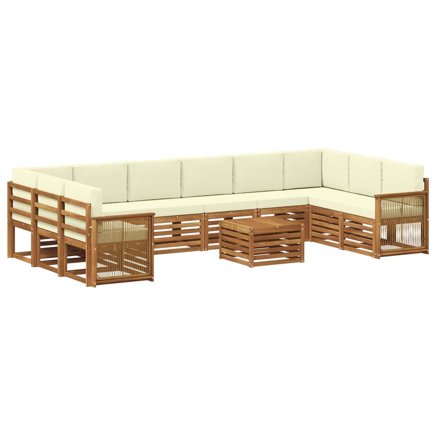 vidaXL Σειρά Καναπέ Εξωτερικού με μαξιλάρι 8 pcs Φυσικό και Κρέμα
