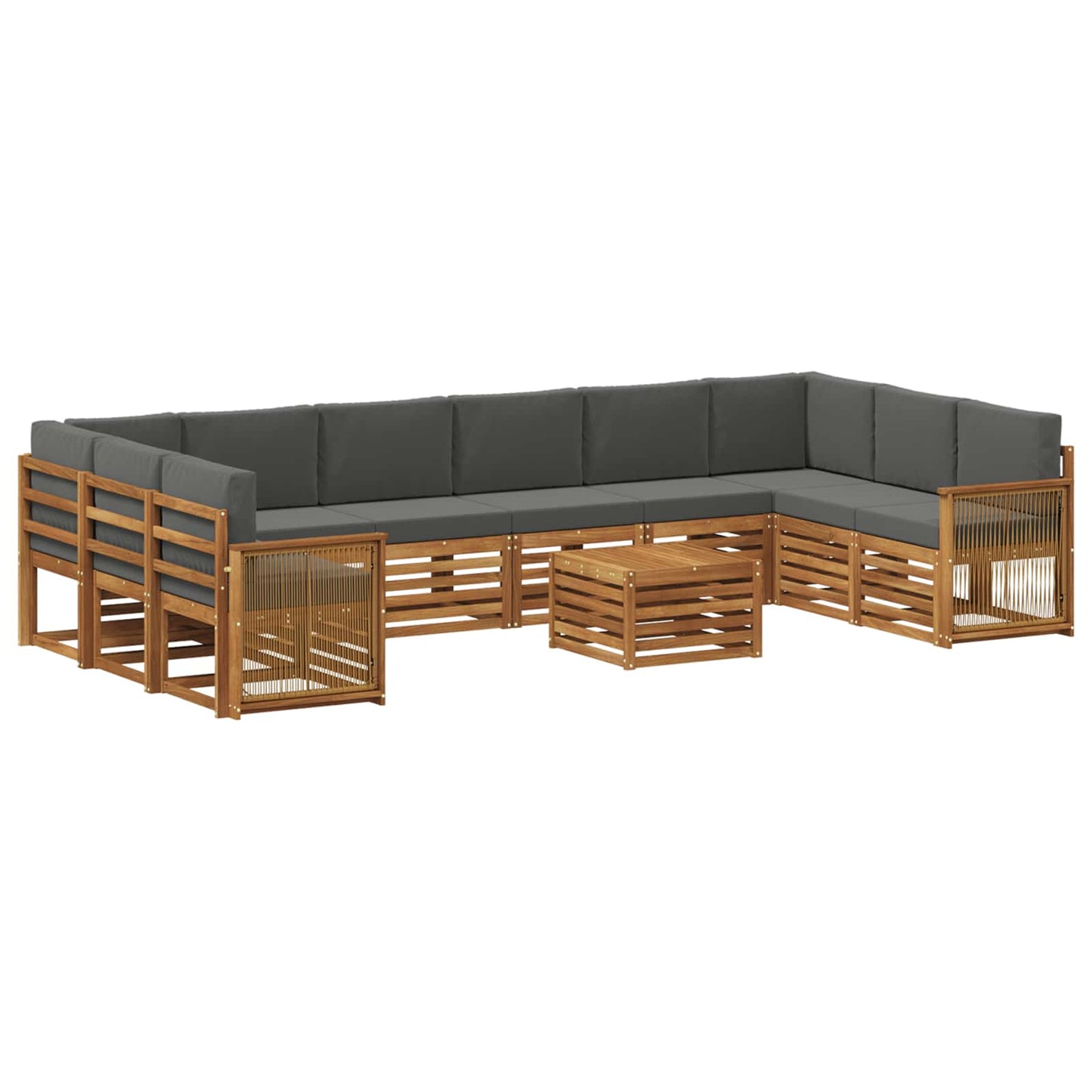 vidaXL Σειρά Καναπέ Εξωτερικού με μαξιλάρι 8 pcs Φυσικό και Ανθρακί