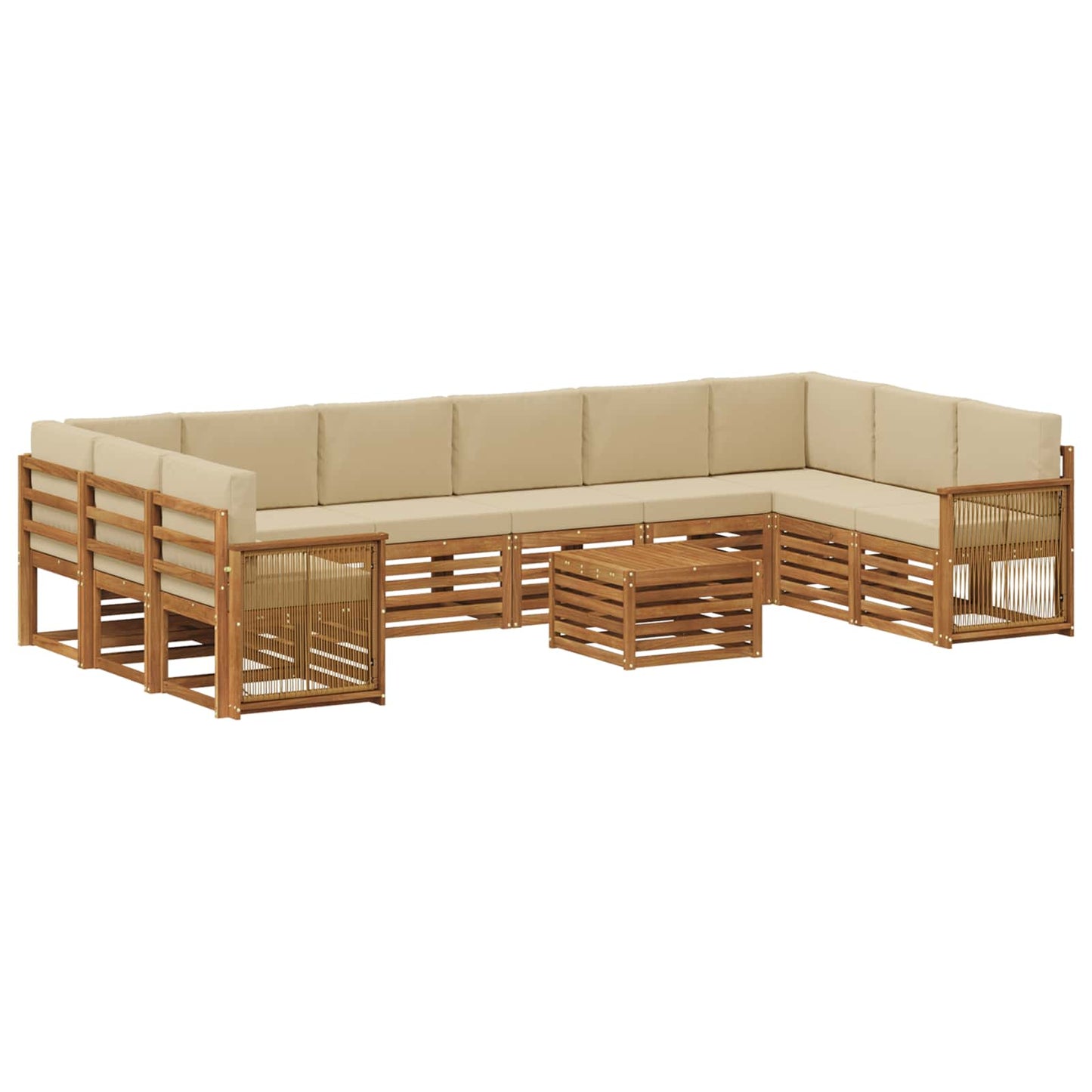 vidaXL Σειρά Καναπέ Εξωτερικού με μαξιλάρι 8 pcs Φυσικό