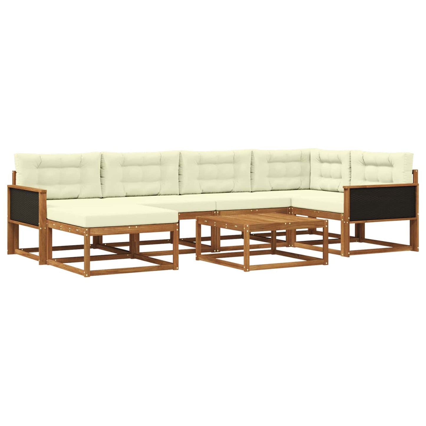 vidaXL Σειρά Καναπέ Εξωτερικού με μαξιλάρι 7 pcs Φυσικό και Κρέμα