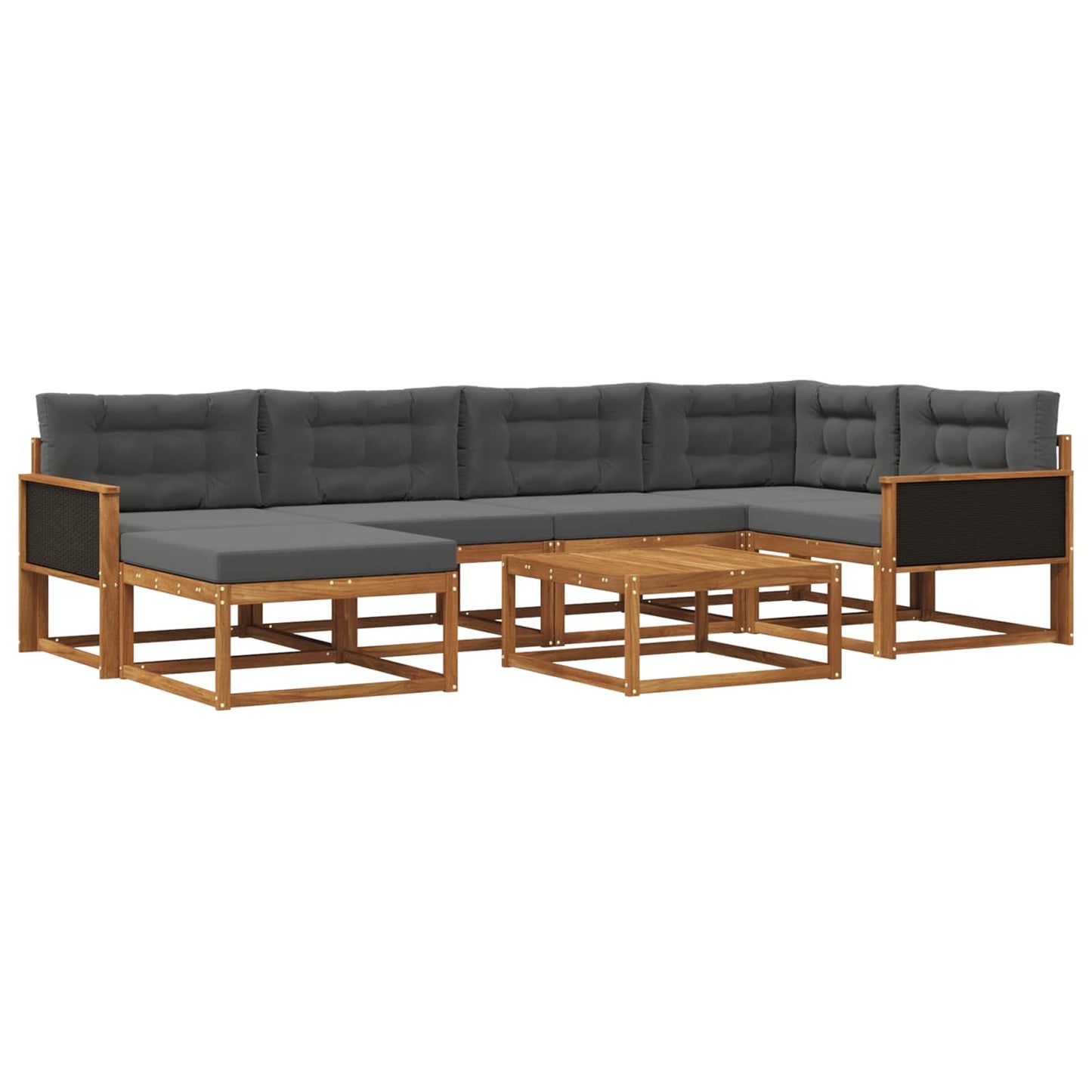 vidaXL Σειρά Καναπέ Εξωτερικού με μαξιλάρι 7 pcs Φυσικό και Ανθρακί
