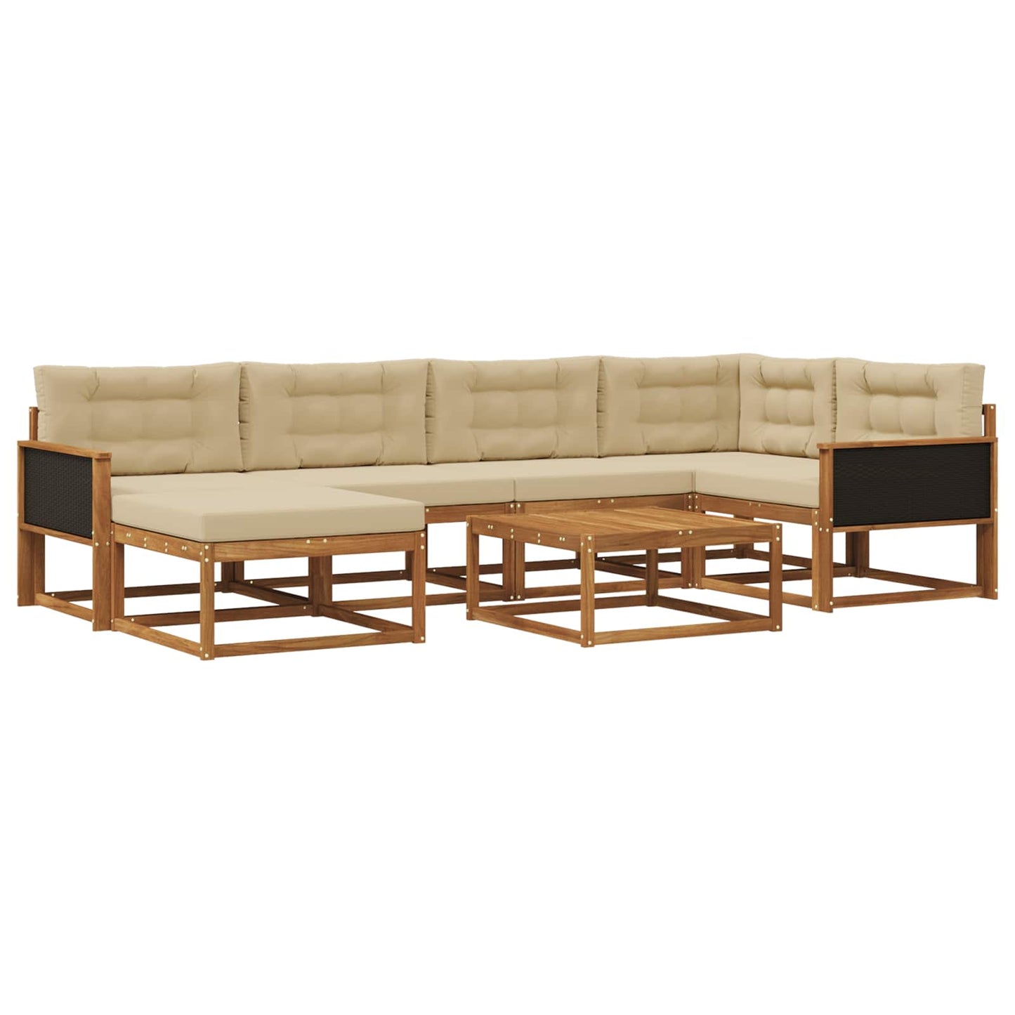 vidaXL Σειρά Καναπέ Εξωτερικού με μαξιλάρι 7 pcs Φυσικό και Μπεζ