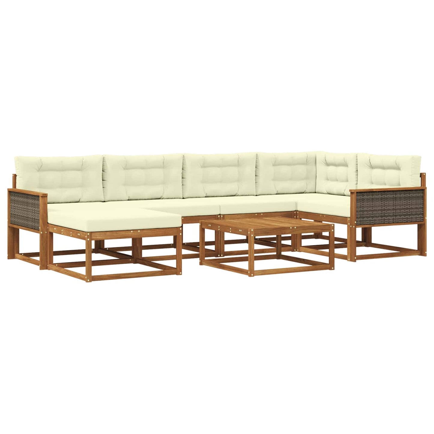vidaXL Σειρά Καναπέ Εξωτερικού με μαξιλάρι 7 pcs Φυσικό και Κρέμα