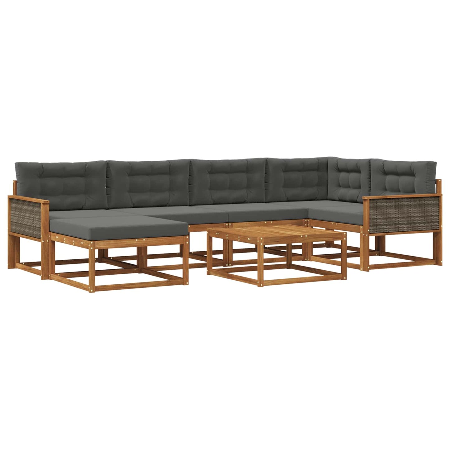 vidaXL Σειρά Καναπέ Εξωτερικού με μαξιλάρι 7 pcs Φυσικό και Ανθρακί