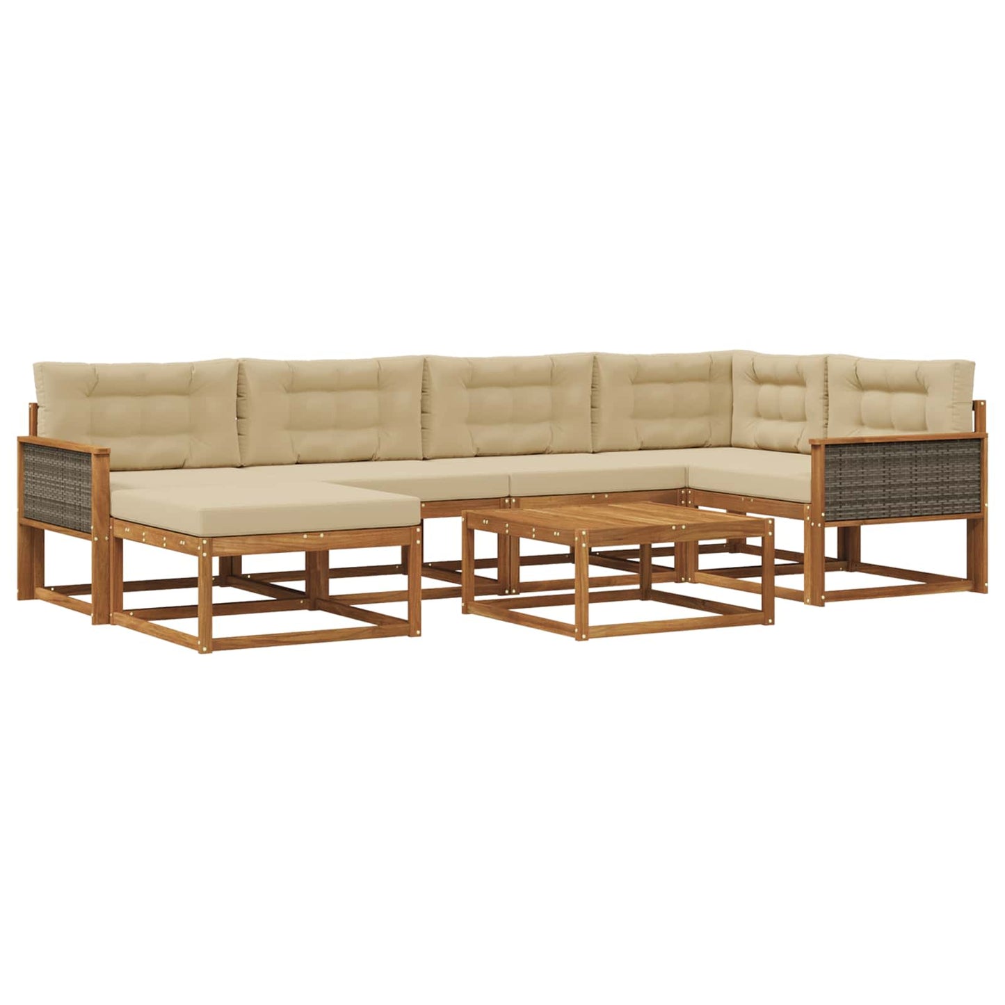vidaXL Σειρά Καναπέ Εξωτερικού με μαξιλάρι 7 pcs Φυσικό και Μπεζ