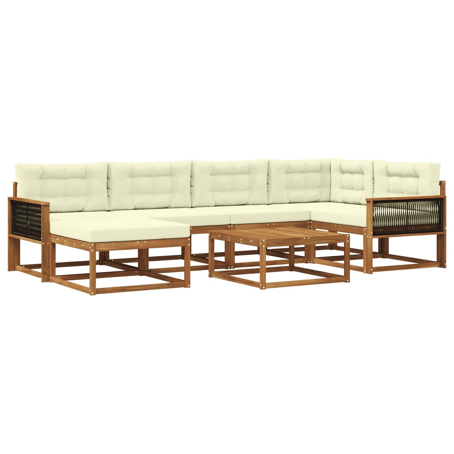 vidaXL Σειρά Καναπέ Εξωτερικού με μαξιλάρι 7 pcs Φυσικό και Κρέμα