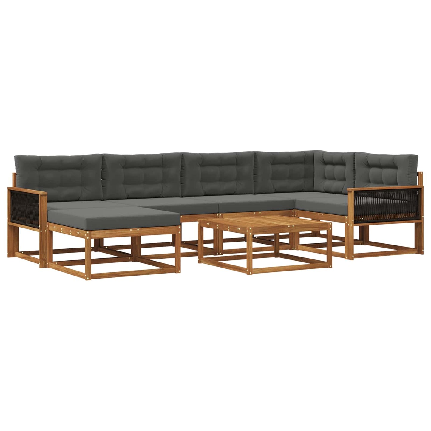 vidaXL Σειρά Καναπέ Εξωτερικού με μαξιλάρι 7 pcs Φυσικό και Ανθρακί