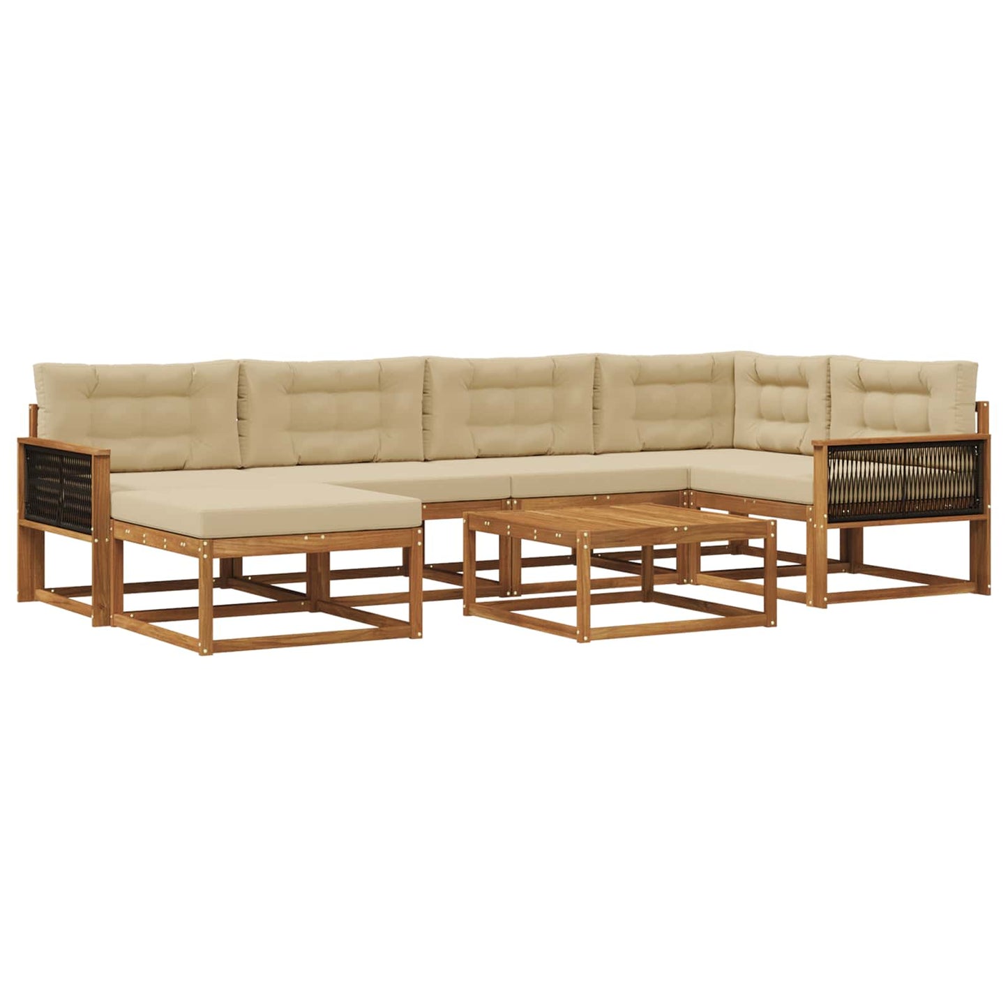 vidaXL Σειρά Καναπέ Εξωτερικού με μαξιλάρι 7 pcs Φυσικό και Μπεζ