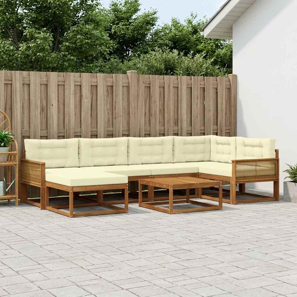 vidaXL Σειρά Καναπέ Εξωτερικού με μαξιλάρι 7 pcs Φυσικό και Κρέμα