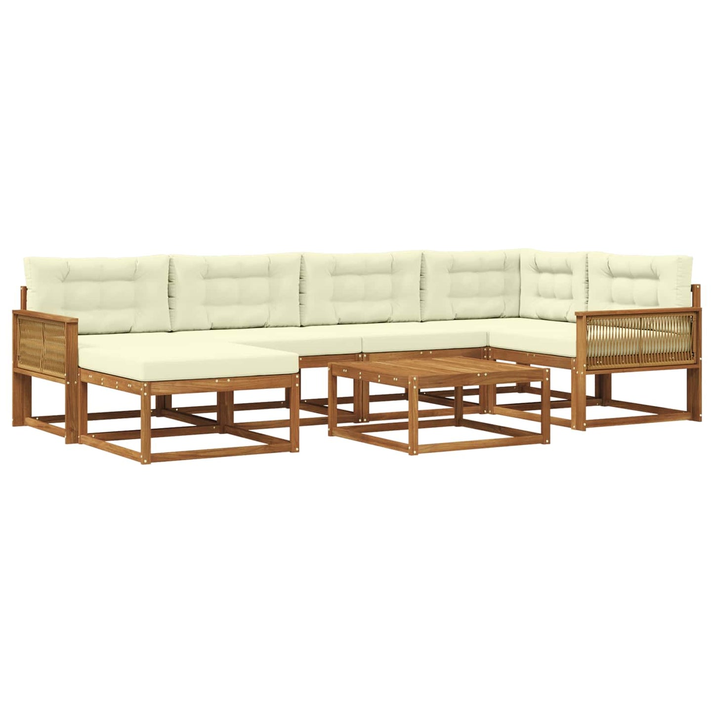 vidaXL Σειρά Καναπέ Εξωτερικού με μαξιλάρι 7 pcs Φυσικό και Κρέμα