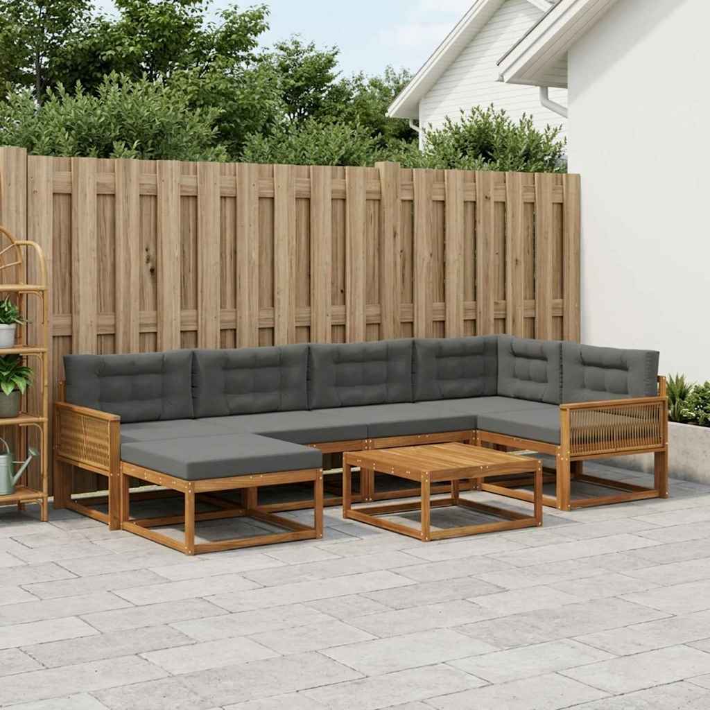 vidaXL Σειρά Καναπέ Εξωτερικού με μαξιλάρι 7 pcs Φυσικό και Ανθρακί
