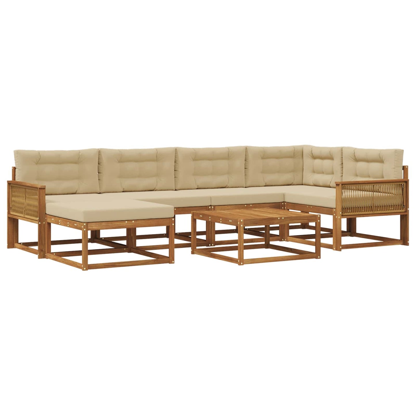 vidaXL Σειρά Καναπέ Εξωτερικού με μαξιλάρι 7 pcs Φυσικό και Μπεζ