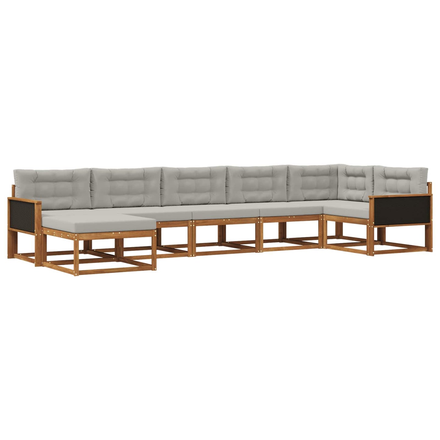 vidaXL Σειρά Καναπέ Εξωτερικού 7 pcs Φυσικό και Ανοιχτό Γκρι