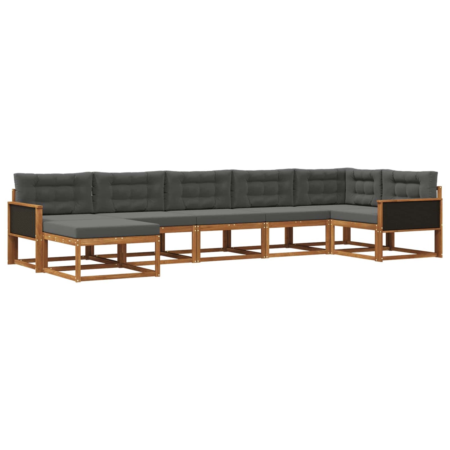 vidaXL Σειρά Καναπέ Εξωτερικού με μαξιλάρι 7 pcs Φυσικό και Ανθρακί