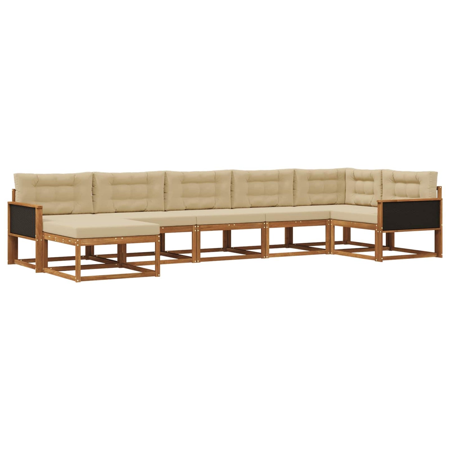 vidaXL Σειρά Καναπέ Εξωτερικού με μαξιλάρι 7 pcs Φυσικό και Μπεζ