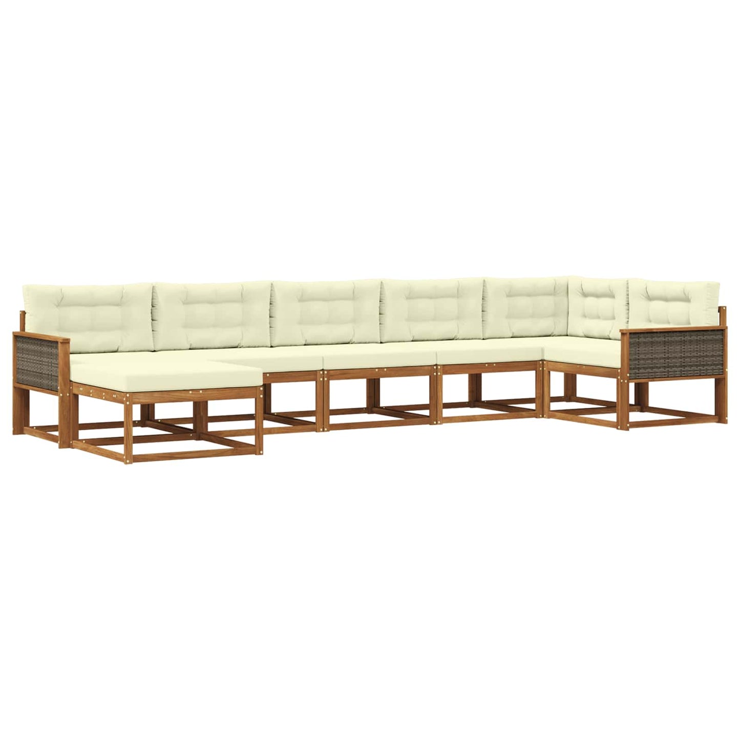 vidaXL Σειρά Καναπέ Εξωτερικού με μαξιλάρι 7 pcs Φυσικό και Κρέμα