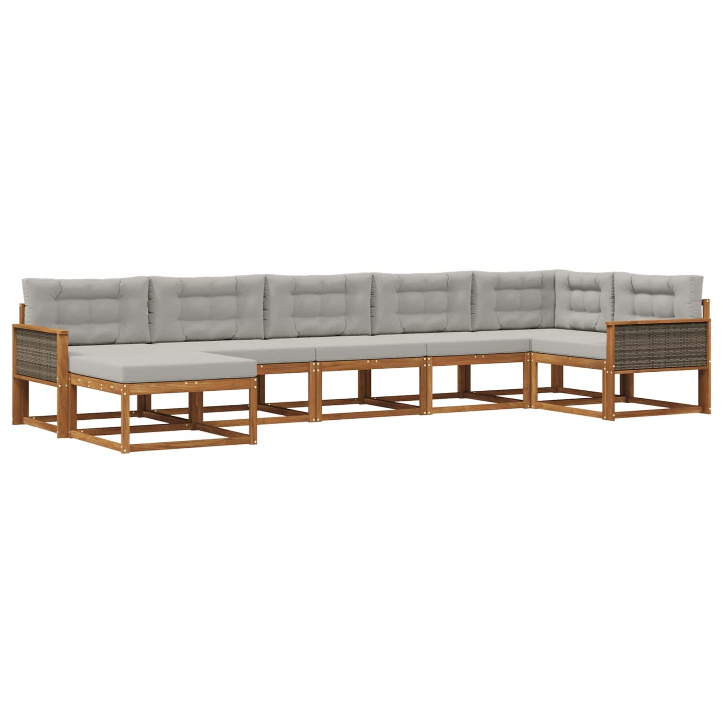 vidaXL Σειρά Καναπέ Εξωτερικού 7 pcs Φυσικό και Ανοιχτό Γκρι