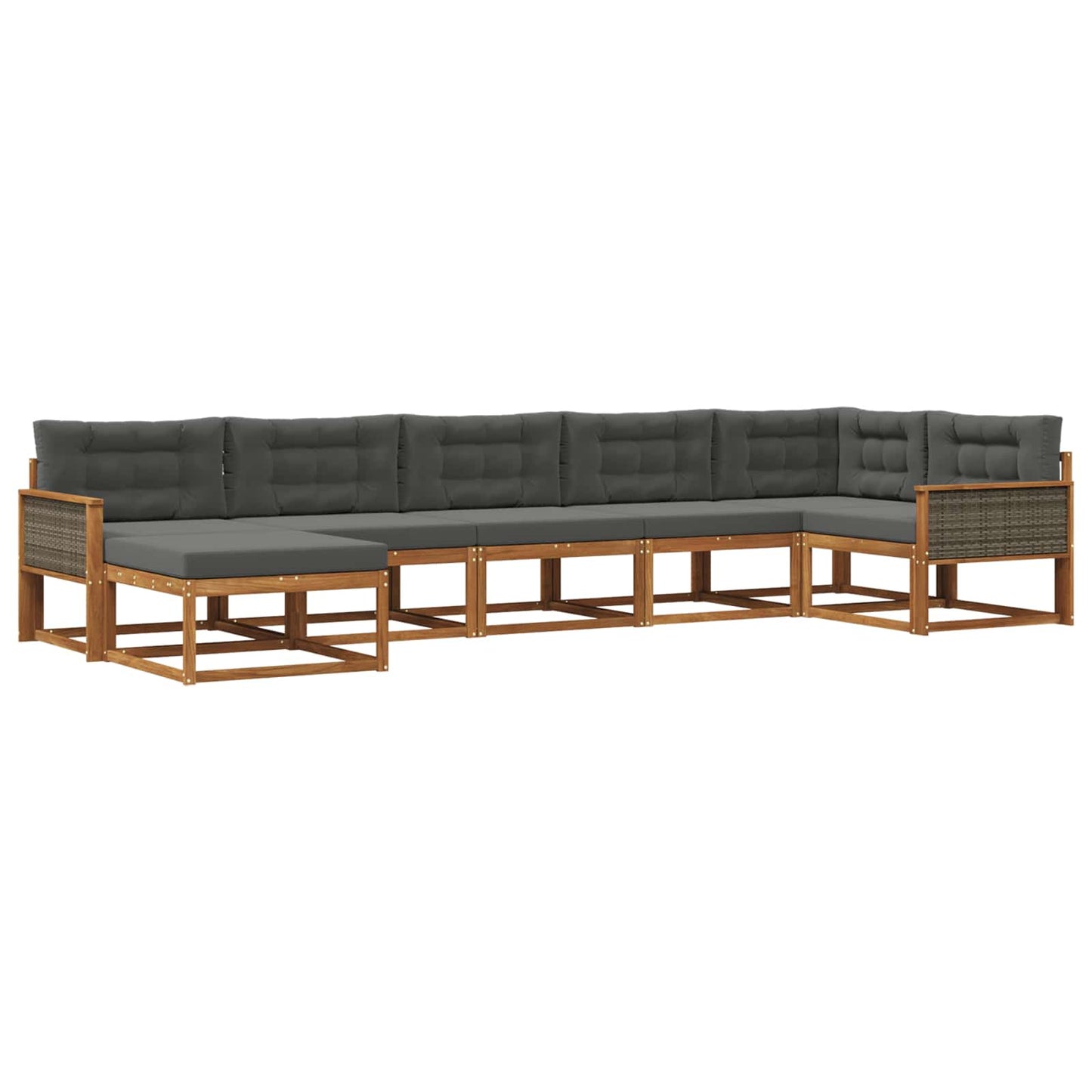 vidaXL Σειρά Καναπέ Εξωτερικού με μαξιλάρι 7 pcs Φυσικό και Ανθρακί