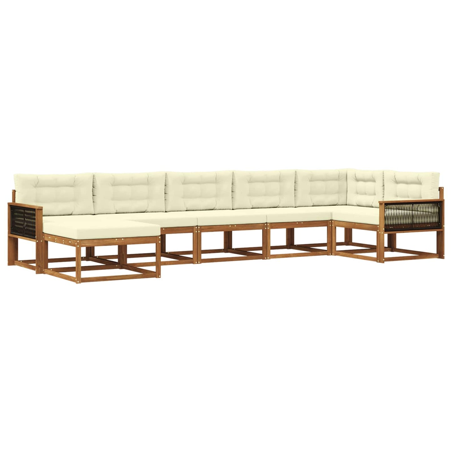vidaXL Σειρά Καναπέ Εξωτερικού με μαξιλάρι 7 pcs Φυσικό και Κρέμα