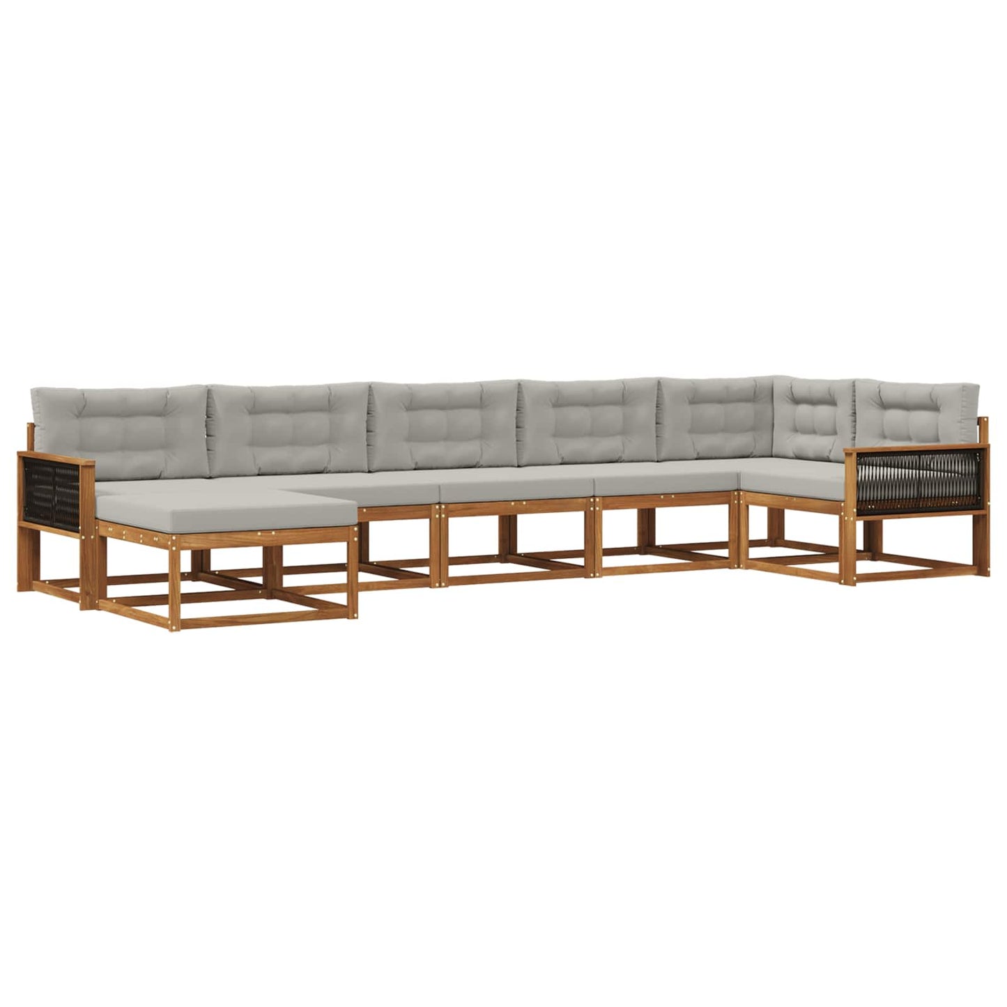 vidaXL Σειρά Καναπέ Εξωτερικού 7 pcs Φυσικό και Ανοιχτό Γκρι