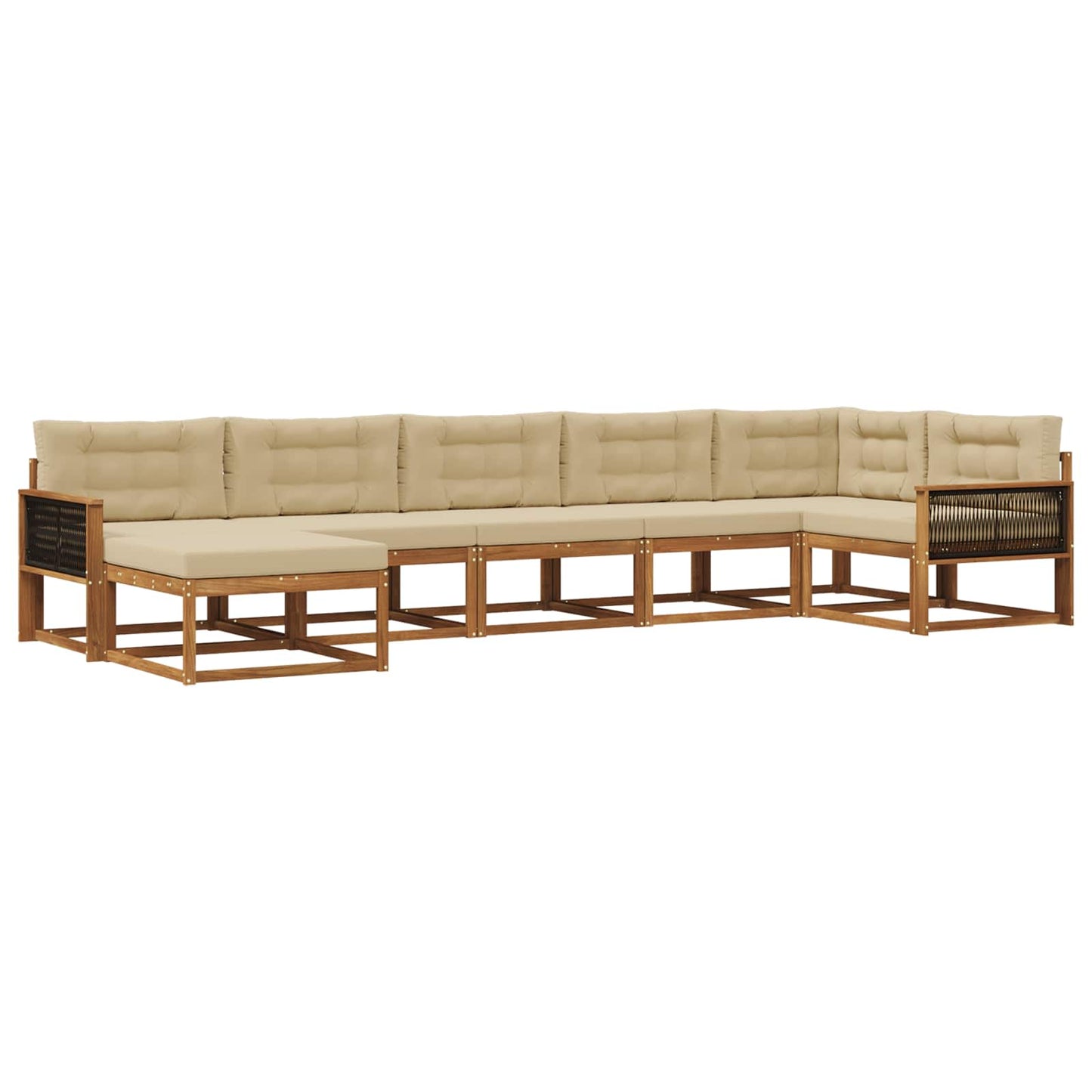 vidaXL Σειρά Καναπέ Εξωτερικού με μαξιλάρι 7 pcs Φυσικό και Μπεζ