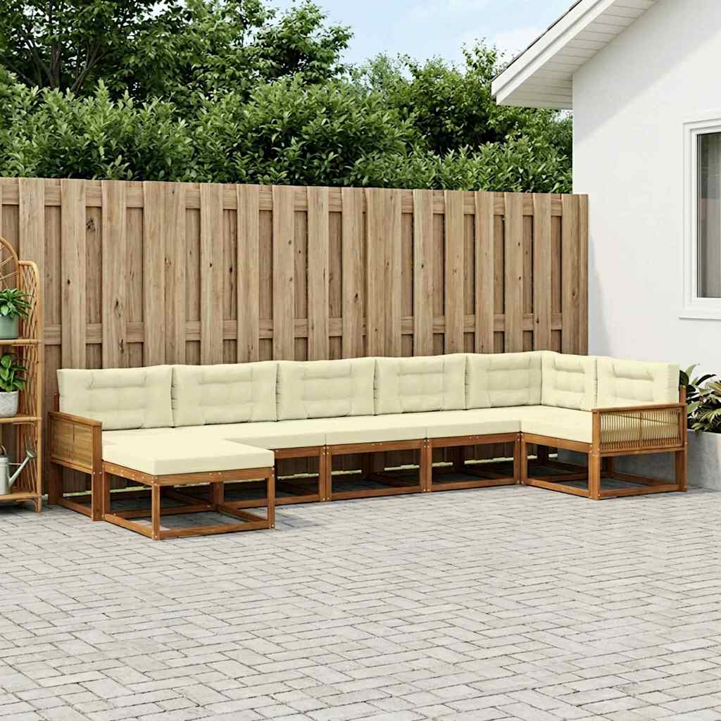 vidaXL Σειρά Καναπέ Εξωτερικού με μαξιλάρι 7 pcs Φυσικό και Κρέμα
