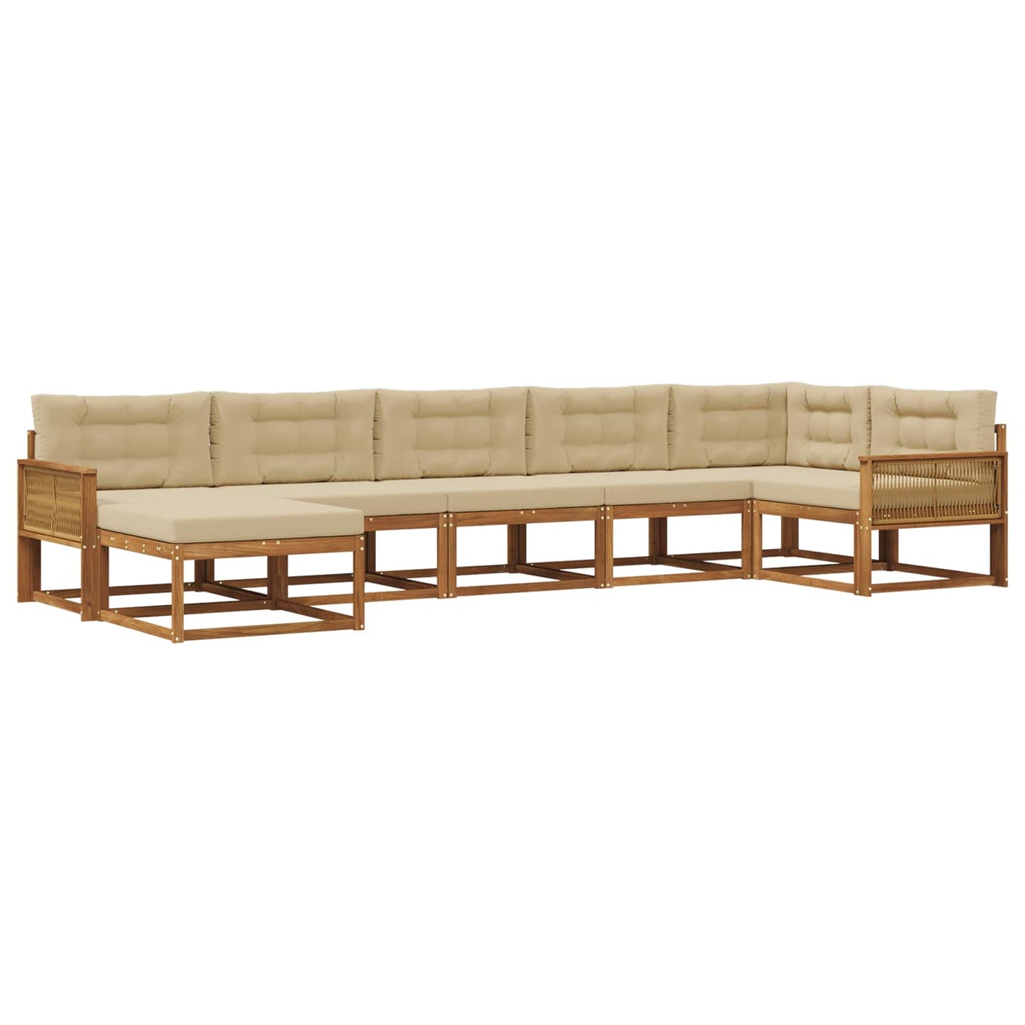 vidaXL Σειρά Καναπέ Εξωτερικού με μαξιλάρι 7 pcs Φυσικό και Μπεζ