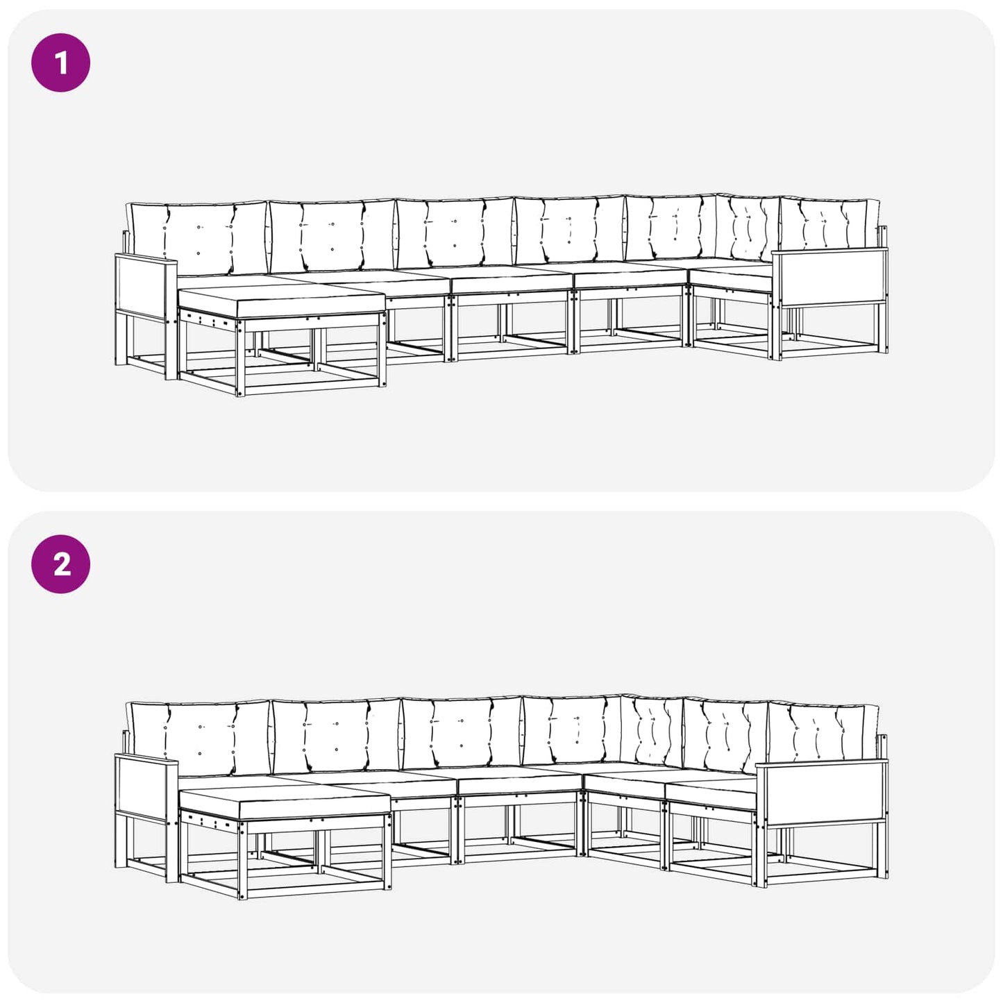 vidaXL Σειρά Καναπέ Εξωτερικού με μαξιλάρι 7 pcs Φυσικό και Μπεζ