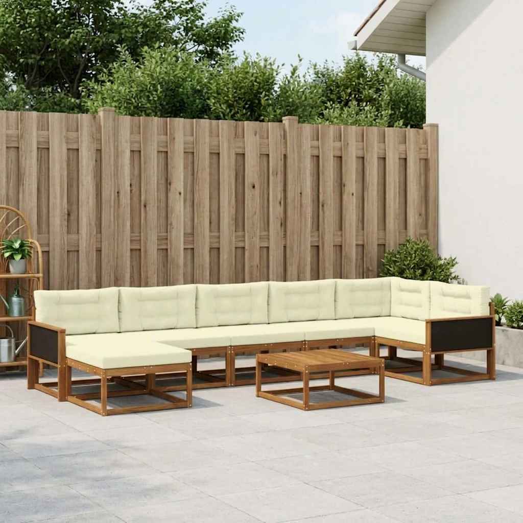 vidaXL Σειρά Καναπέ Εξωτερικού με μαξιλάρι 8 pcs Φυσικό και Κρέμα