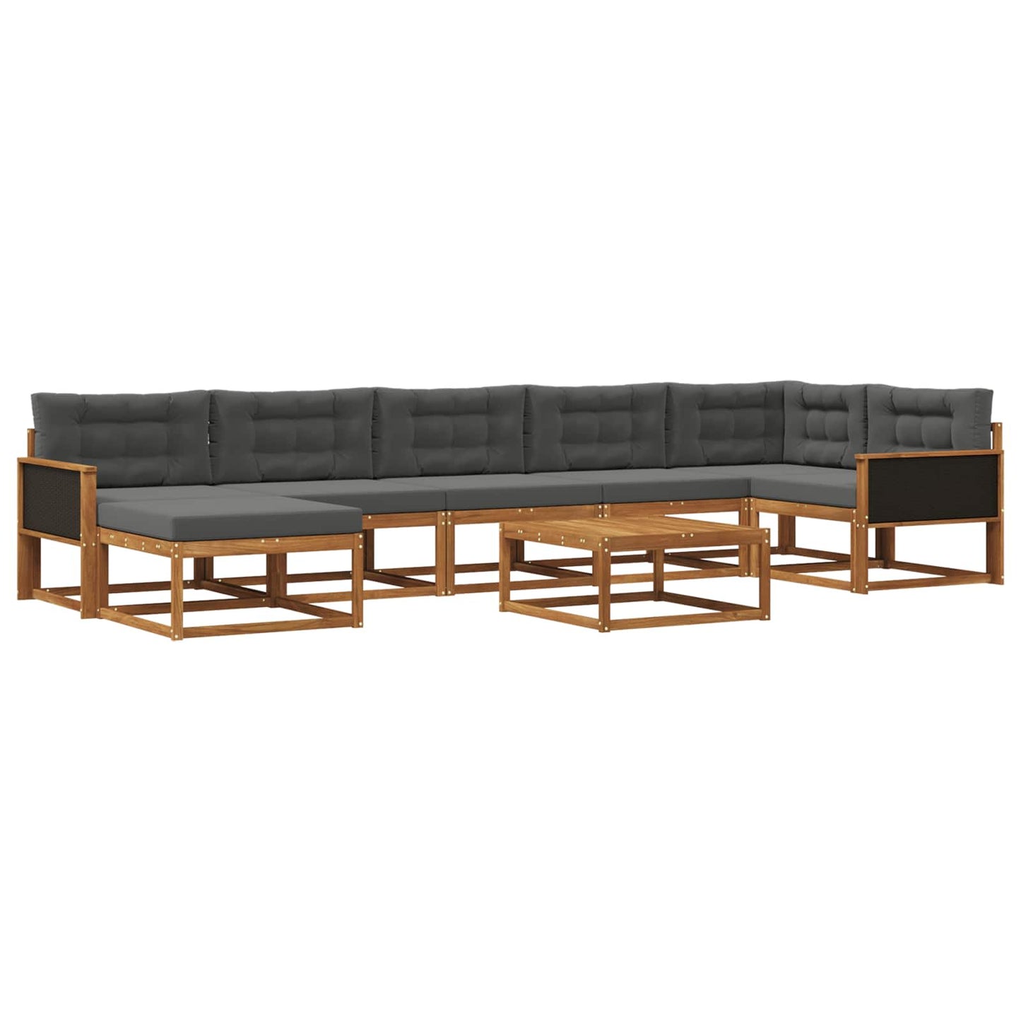vidaXL Σειρά Καναπέ Εξωτερικού με μαξιλάρι 8 pcs Φυσικό και Ανθρακί