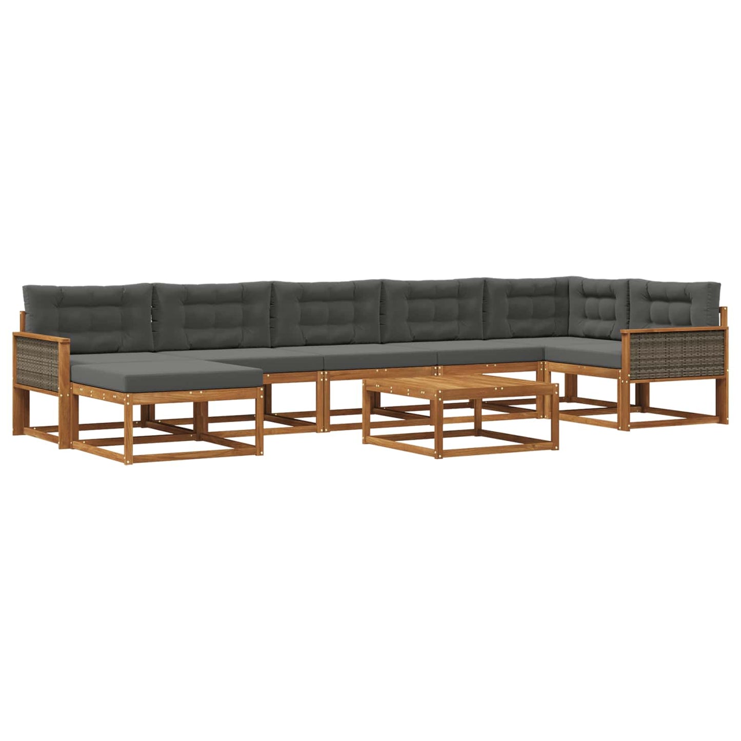 vidaXL Σειρά Καναπέ Εξωτερικού με μαξιλάρι 8 pcs Φυσικό και Ανθρακί