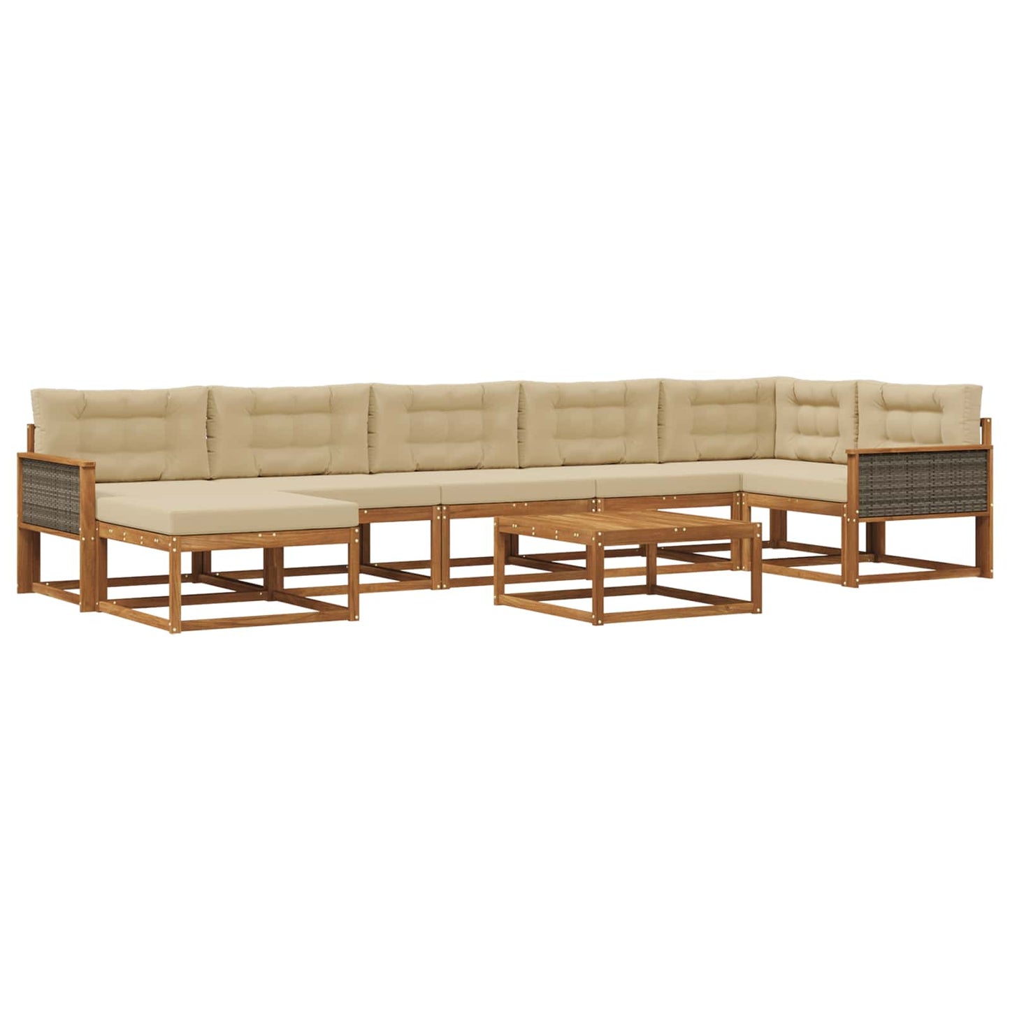 vidaXL Σειρά Καναπέ Εξωτερικού με μαξιλάρι 8 pcs Φυσικό και Μπεζ