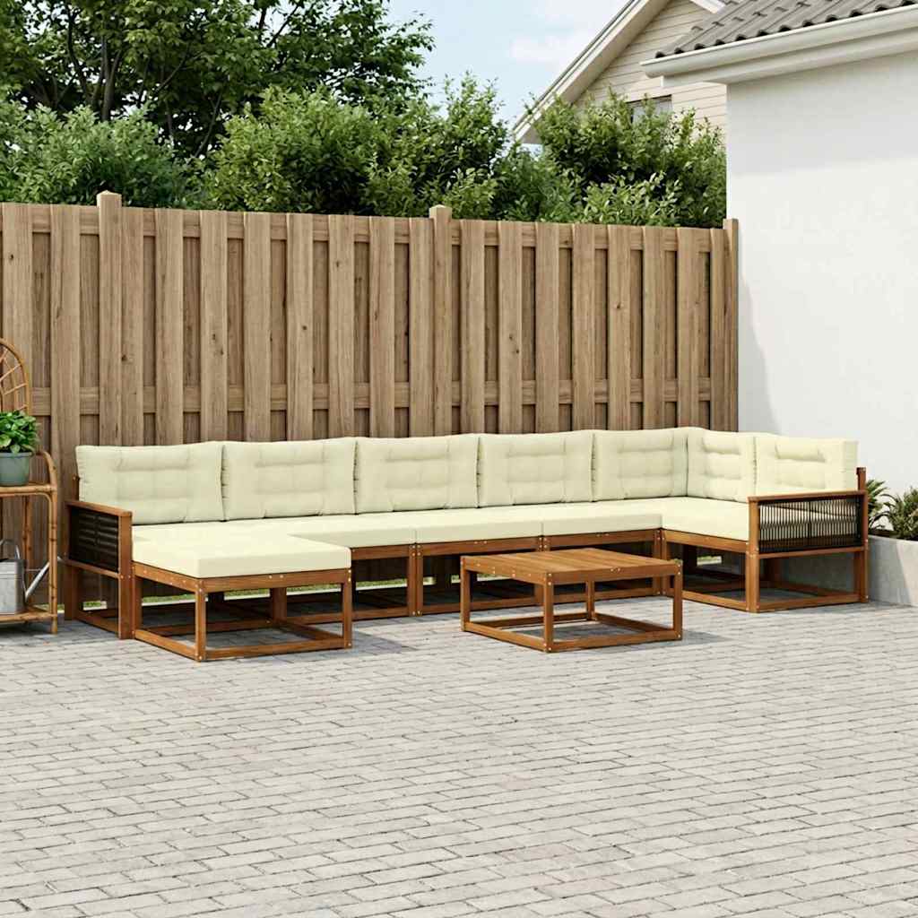 vidaXL Σειρά Καναπέ Εξωτερικού με μαξιλάρι 8 pcs Φυσικό και Κρέμα