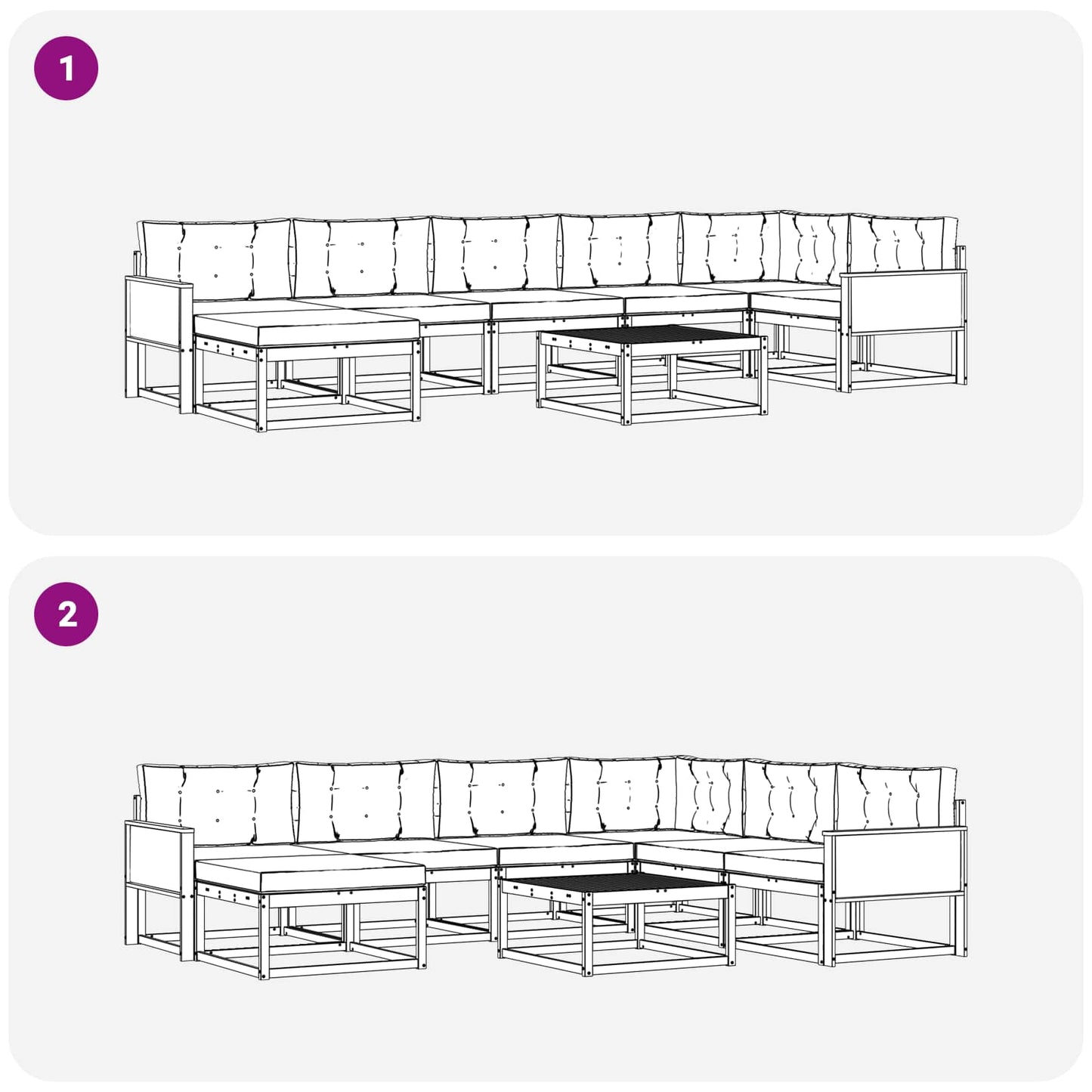 vidaXL Σειρά Καναπέ Εξωτερικού με μαξιλάρι 8 pcs Φυσικό και Κρέμα