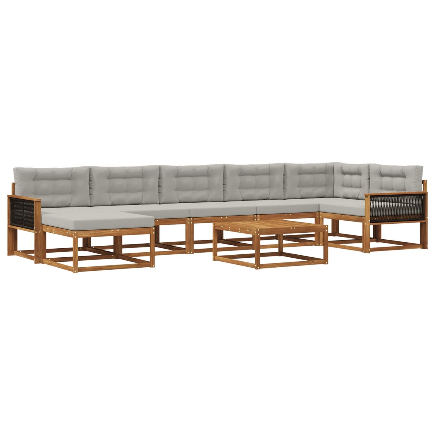 vidaXL Σειρά Καναπέ Εξωτερικού 8 pcs Φυσικό και Ανοιχτό Γκρι