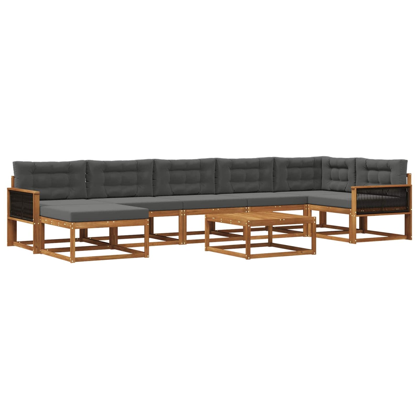 vidaXL Σειρά Καναπέ Εξωτερικού με μαξιλάρι 8 pcs Φυσικό και Ανθρακί