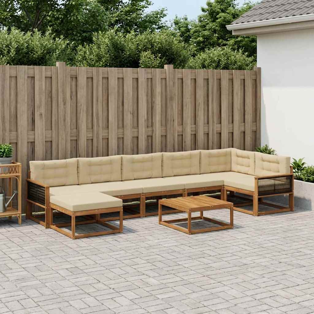 vidaXL Σειρά Καναπέ Εξωτερικού με μαξιλάρι 8 pcs Φυσικό και Μπεζ