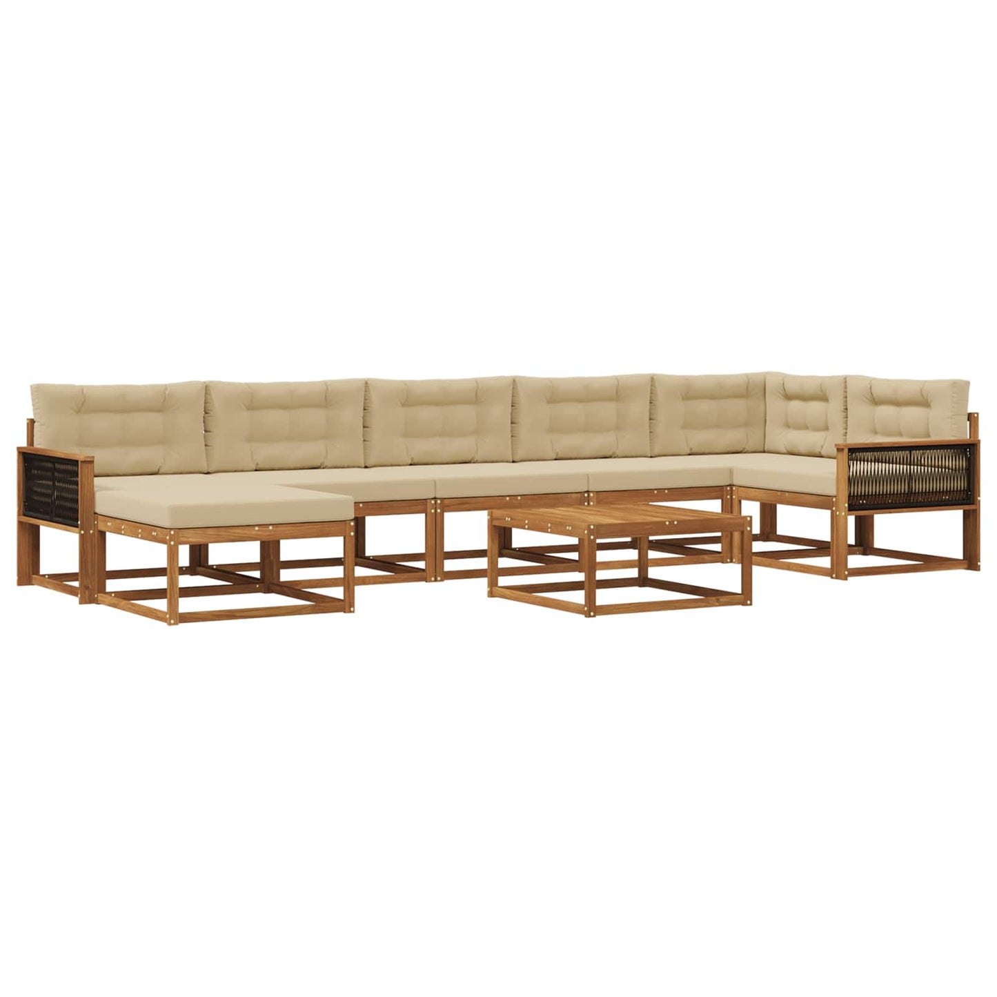 vidaXL Σειρά Καναπέ Εξωτερικού με μαξιλάρι 8 pcs Φυσικό και Μπεζ