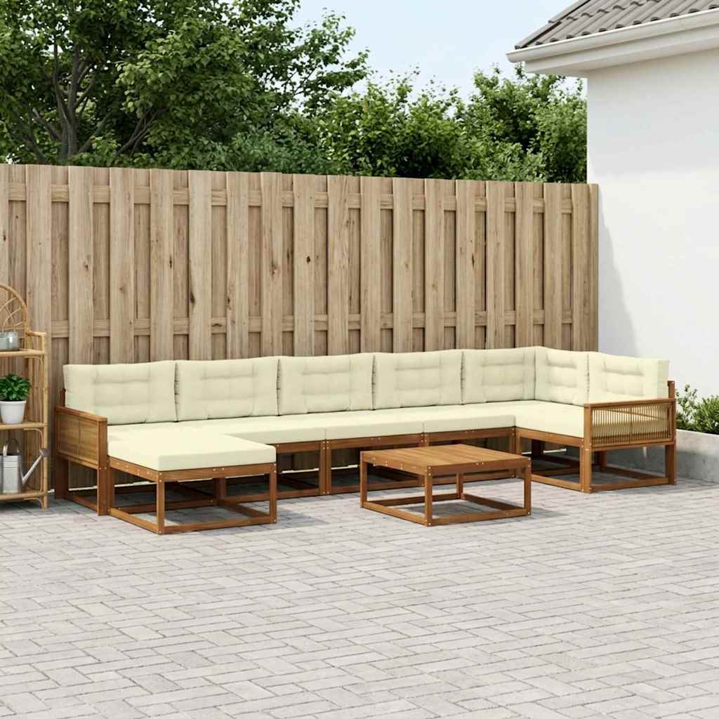 vidaXL Σειρά Καναπέ Εξωτερικού με μαξιλάρι 8 pcs Φυσικό και Κρέμα