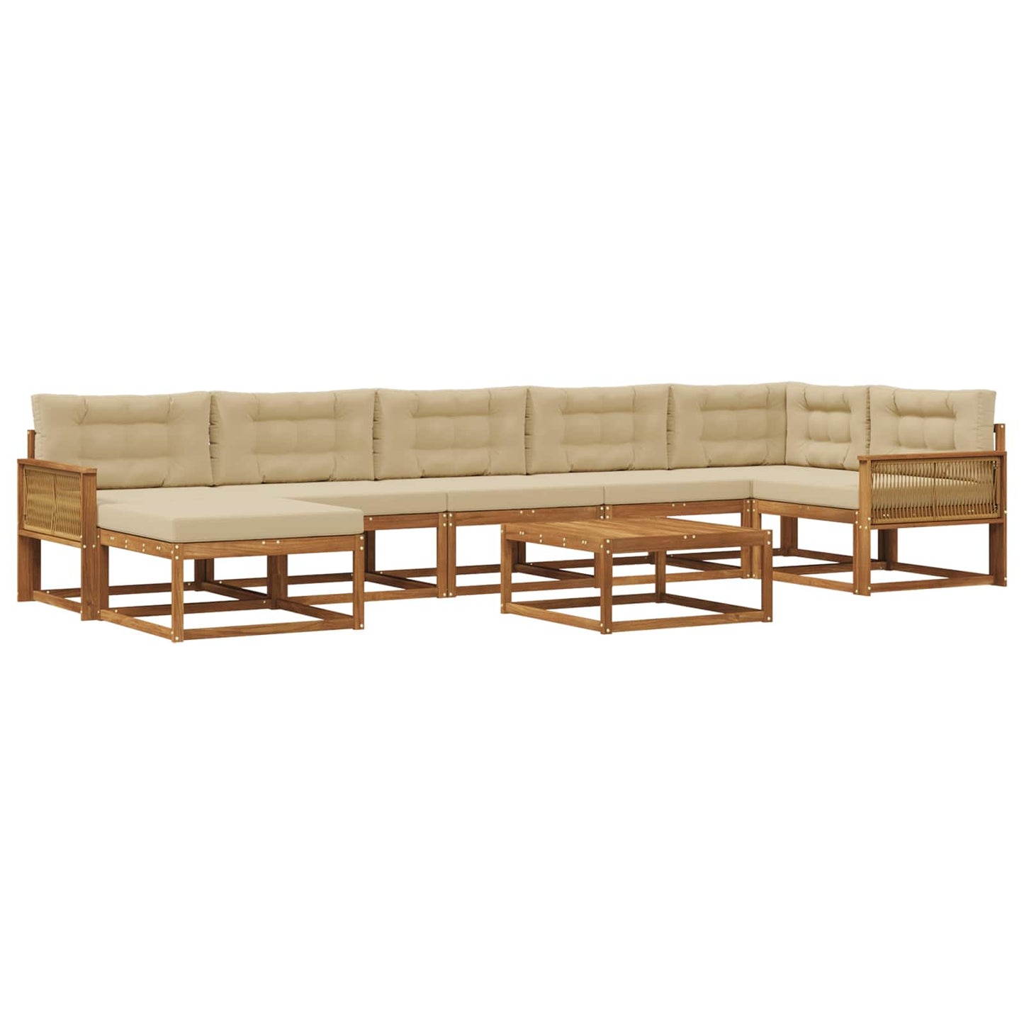 vidaXL Σειρά Καναπέ Εξωτερικού με μαξιλάρι 8 pcs Φυσικό και Μπεζ