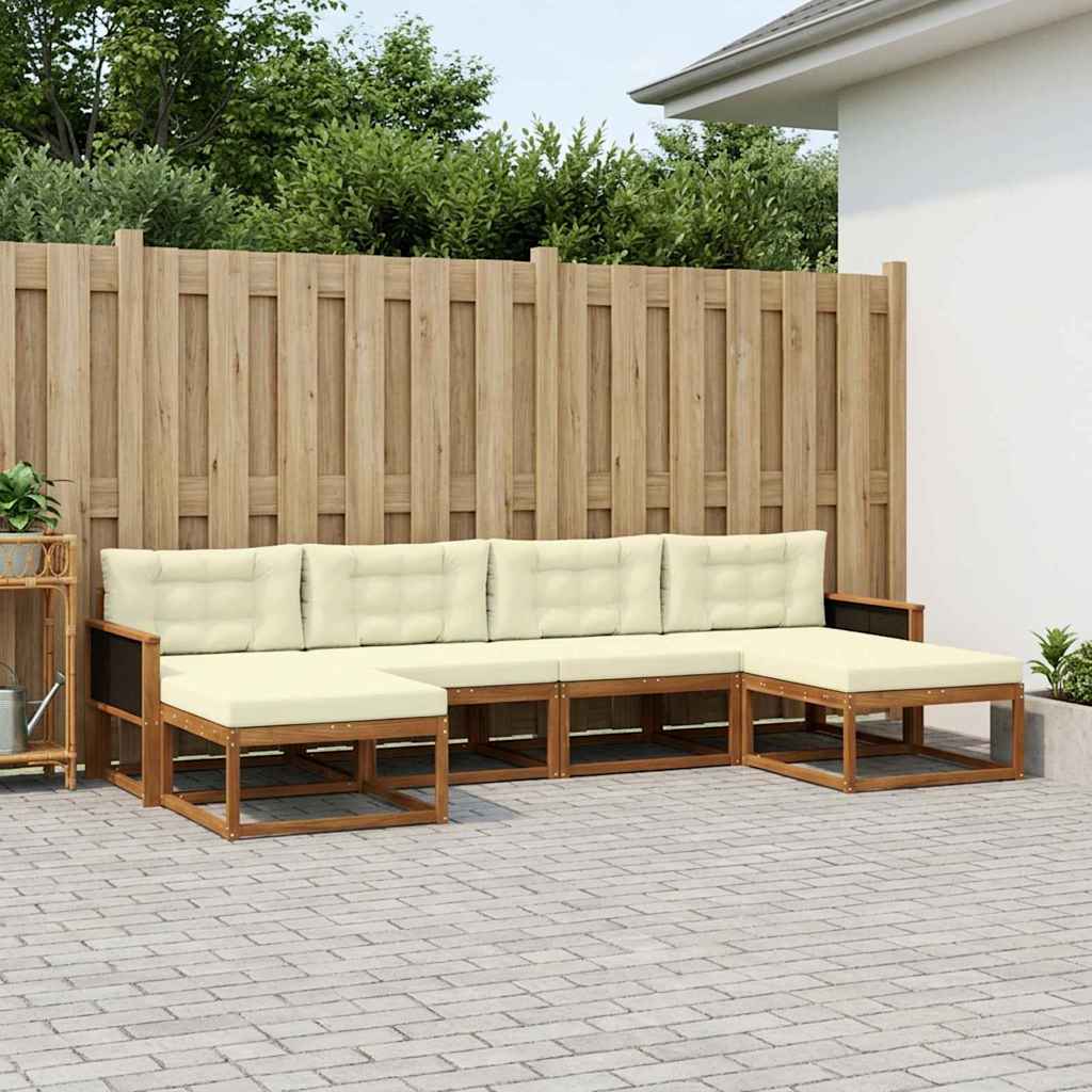 vidaXL Σειρά Καναπέ Εξωτερικού με μαξιλάρι 6 pcs Φυσικό και Κρέμα