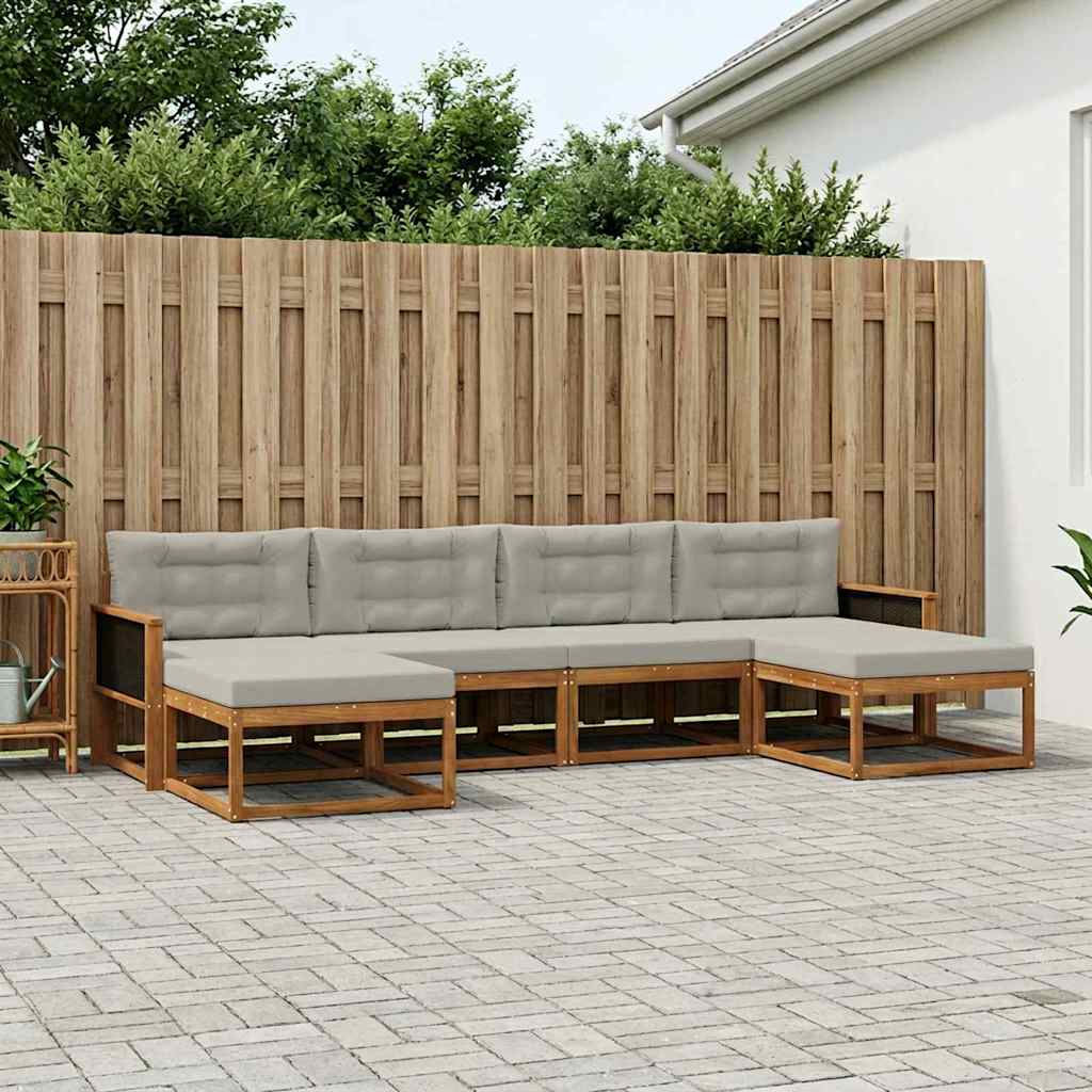 vidaXL Σειρά Καναπέ Εξωτερικού 6 pcs Φυσικό και Ανοιχτό Γκρι