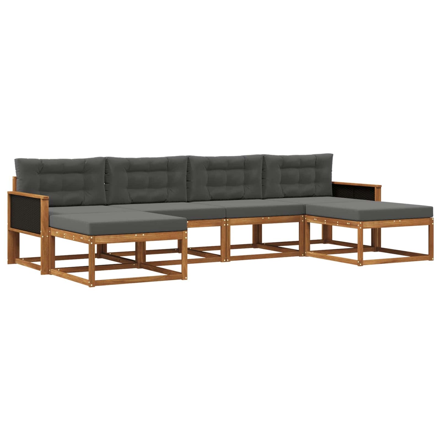vidaXL Σειρά Καναπέ Εξωτερικού με μαξιλάρι 6 pcs Φυσικό και Ανθρακί