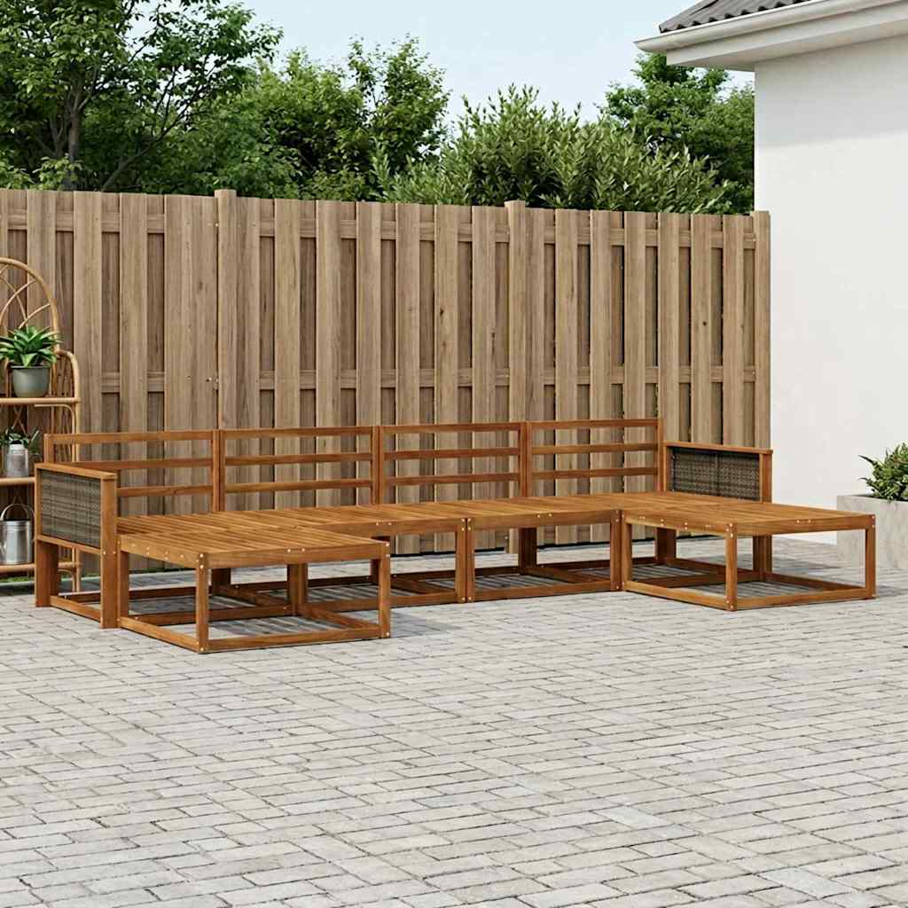 vidaXL Σειρά Καναπέ Εξωτερικού 6 pcs Φυσικό Στερεό Ξύλο Ακακίας
