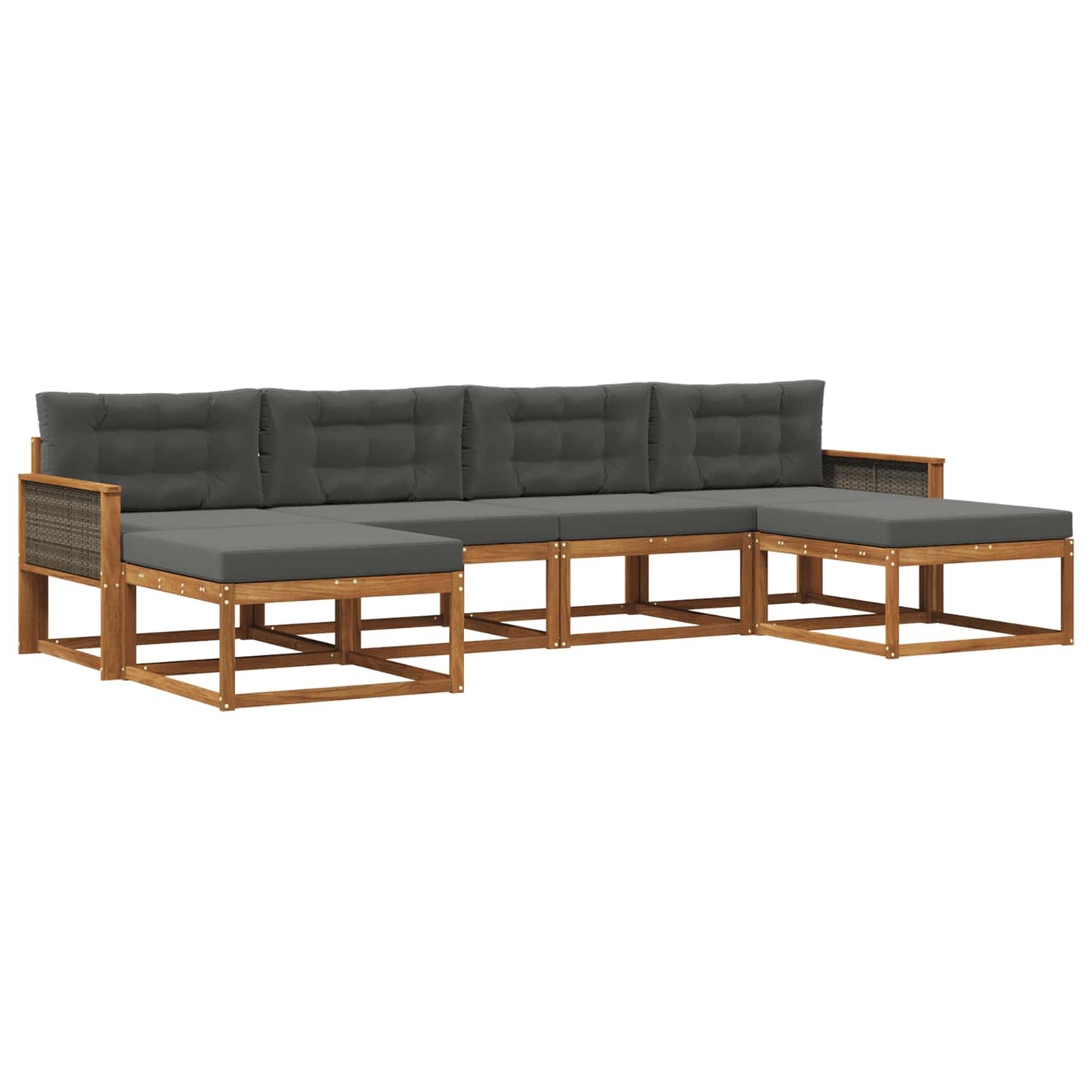vidaXL Σειρά Καναπέ Εξωτερικού με μαξιλάρι 6 pcs Φυσικό και Ανθρακί