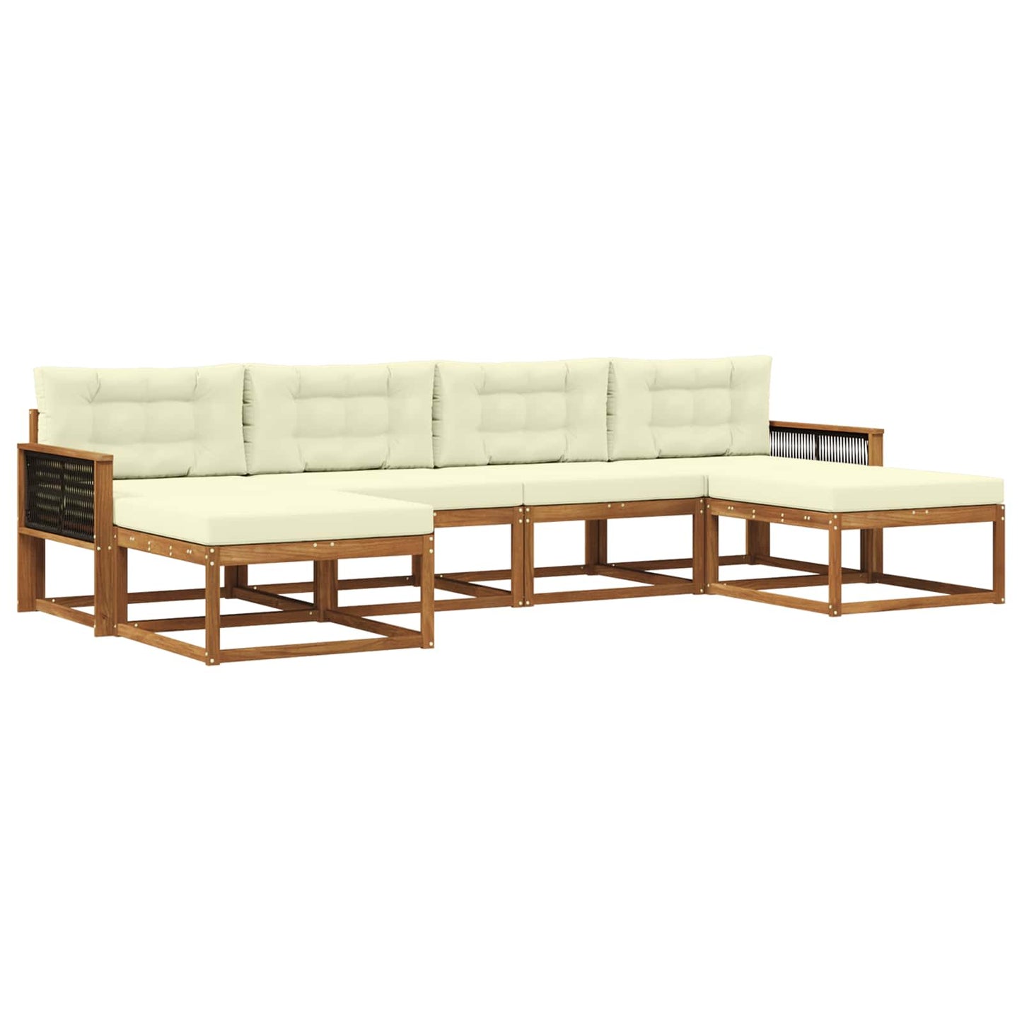 vidaXL Σειρά Καναπέ Εξωτερικού με μαξιλάρι 6 pcs Φυσικό και Κρέμα