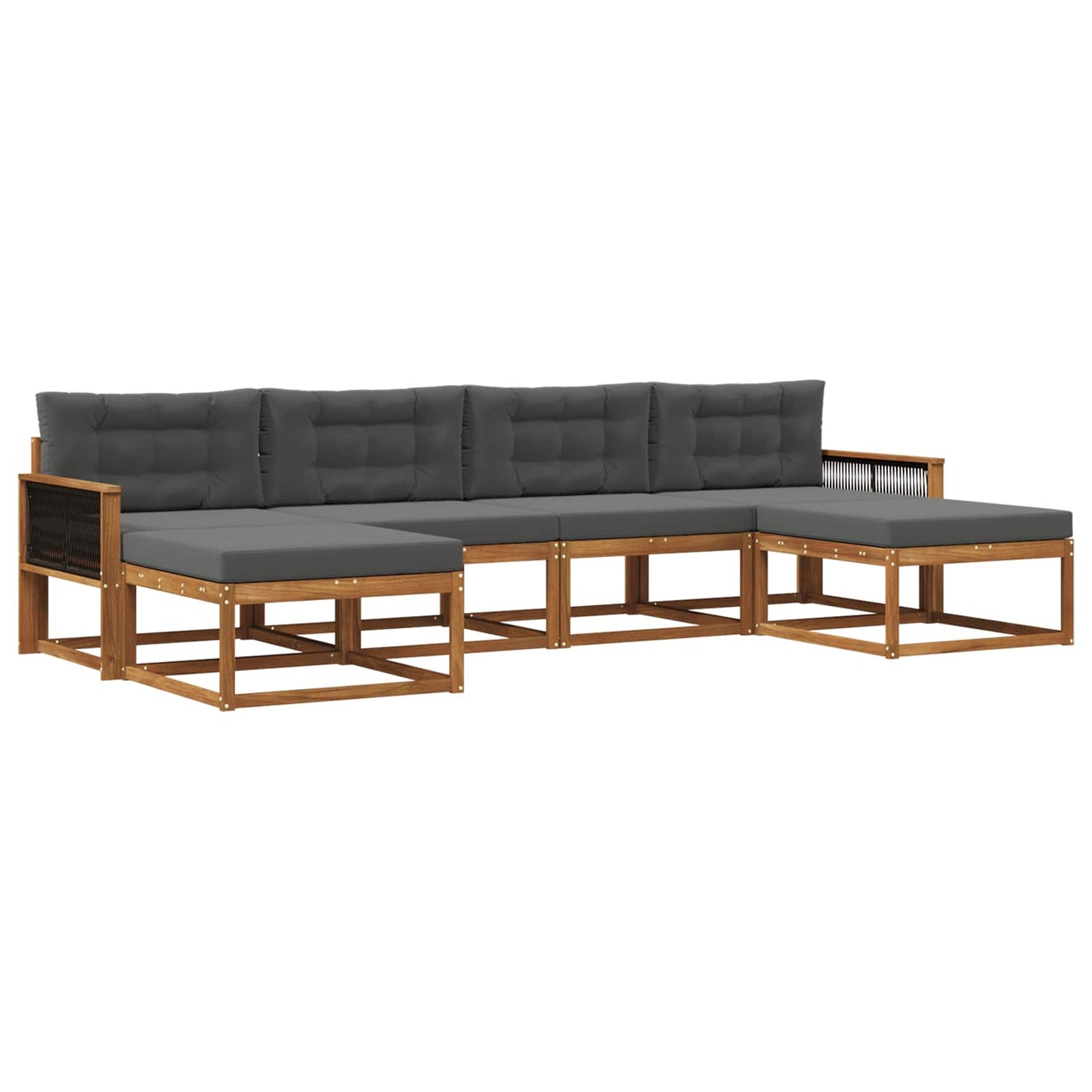 vidaXL Σειρά Καναπέ Εξωτερικού με μαξιλάρι 6 pcs Φυσικό και Ανθρακί